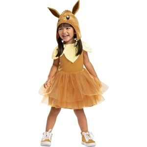 Pokemon Eevee Toddler Costume Dress Hood Hat Ears Dress Up Size S 2T NEW